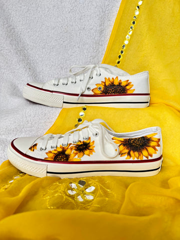 Hand painted sunflower on sale shoes