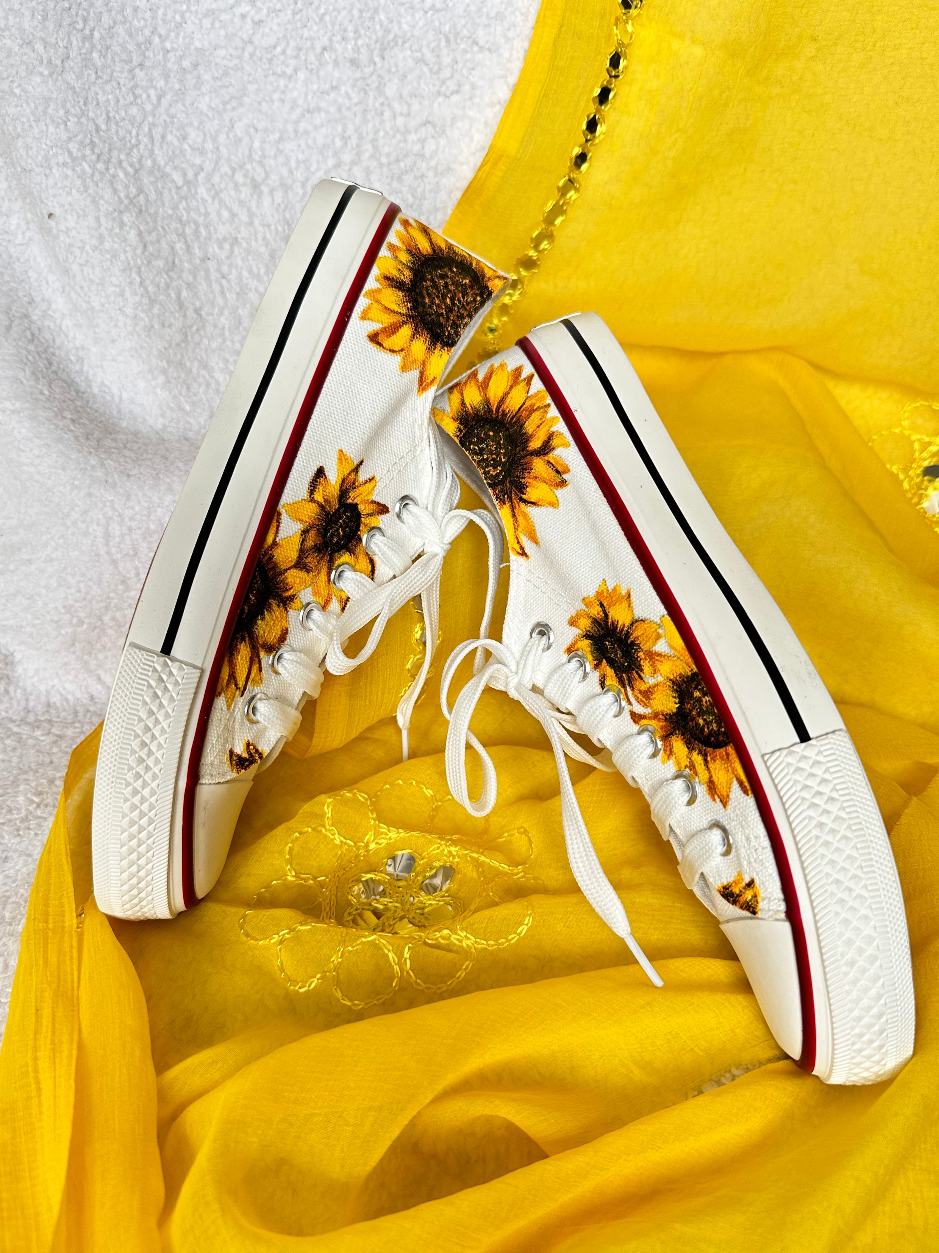 Hand painted clearance sunflower shoes